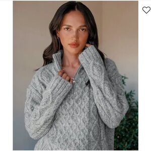 NWT Jenni Kayne Cable Half Zip in Heather Gray - XS